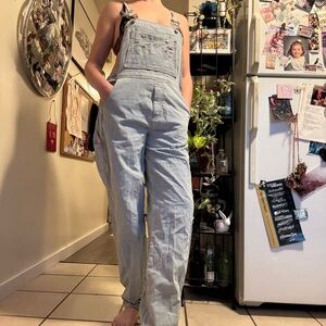 Vintage Rockies Light Blue Striped Overalls